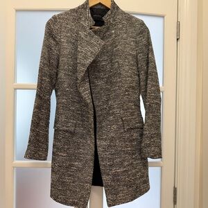 Zara Women's Gray Tweed Long Blazer Jacket